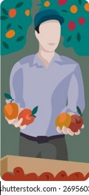 Vector profession series. Harvesting fruits. Check my portfolio for much more of this series as well as thousands of similar and other great vector items.