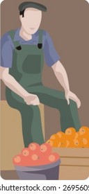 Vector profession series. Harvesting fruits. Check my portfolio for much more of this series as well as thousands of similar and other great vector items.