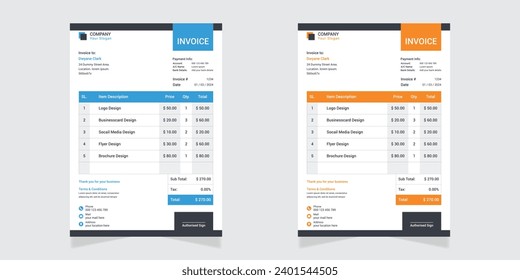 Vector professional business invoice template
