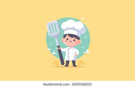 Personaje profesional del chef del vector del vector, ilustración del vector linda, simple colorido perfecto para cualquier diseño eps8