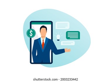 Vector Of A Professional Financial Advisor A Businessman Giving Online Consultation