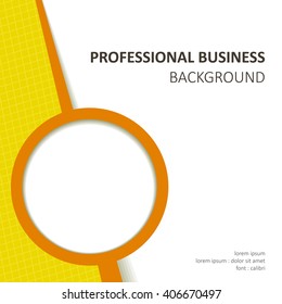 vector professional orange business background with text and round photo space