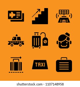 vector, professional, passport and stewardess icon set. Vector illustration for web and design.
