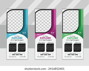 Vector professional travel roll up stand banner template design