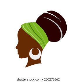 Vector profile of african woman with hat