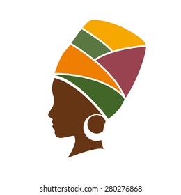 Vector profile of african woman with hat