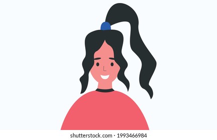 Vector profile avatar, female avatar for game, app, portfolio, work, isolated on white background