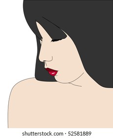 vector profile of beautiful girl