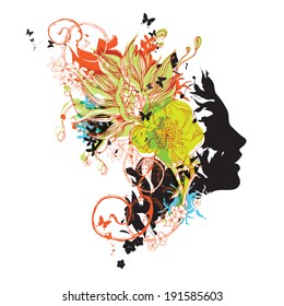 Vector profile with flowers eps10