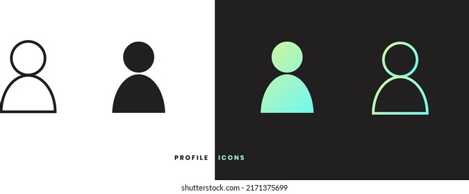 Vector profile icon in solid gradient line style. Isolated on white and black background