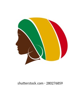 Vector profile of jamaican woman with hat