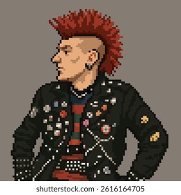 vector profile photo with pixel art style, for stickers, icons, and couple profile photos. punk boy couple
