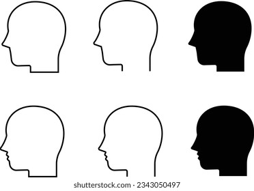 Vector Profile Silhouette and Line Art Icon Set