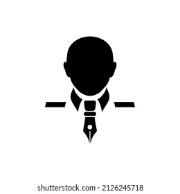 Vector is a profile symbol of a man with a pen tie. Profile of a captain.