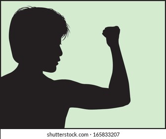Vector Profile of a Woman Flexing her Biceps.