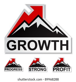 vector profit growth winter mountain stickers