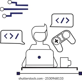 vector programmer again sitting down to create coding