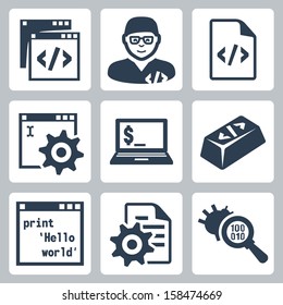 Vector programming and software development icons set