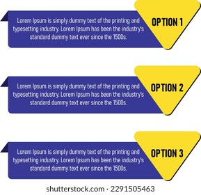 Vector Progress background for product choice or versions. Abstract yellow, blue vector banner.  Square vector banners set text on it.