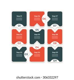 Vector Progress Background / Product choice or Version. Nine steps. eps 10