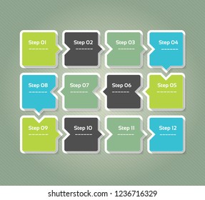 Vector progress background. Template for diagram, graph, presentation and chart. Business concept with 12 options, parts, steps or processes. Abstract background. eps 10