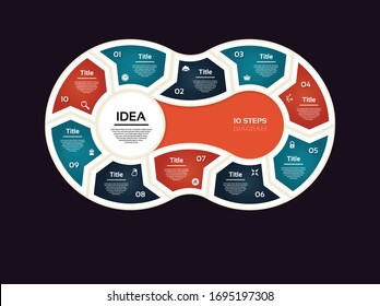 Vector progress background. Template for diagram, graph, presentation and chart. Business concept with 10 options, parts, steps or processes. Abstract background. eps 10