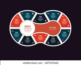 Vector progress background. Template for diagram, graph, presentation and chart. Business concept with 10 options, parts, steps or processes. Abstract background. eps 10