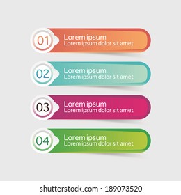 Vector progress banners with colorful tags.