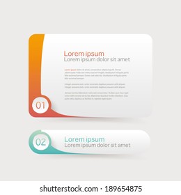 Vector progress banners, navigation menu bar with colorful tags.