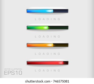 vector progress bar and loading different colors  file on a light background
