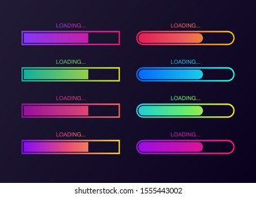 Vector progress loading bar set. Process indicator.