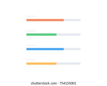 Vector progress loading bar set. Flat process indicator