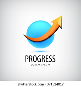 Vector progress logo, growth logo, financial and business success logo, icon, arrow up logo, sphere, 3d, identity, web logo, career success