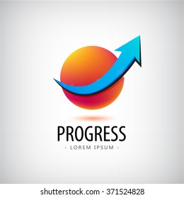 Vector progress logo, growth logo, financial and business success logo, icon, arrow up logo, sphere, 3d, identity, web logo, career success