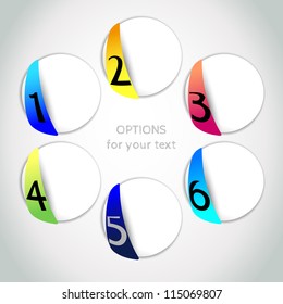 Vector progress options / one, two, three, four, five, six options with coloured stripe