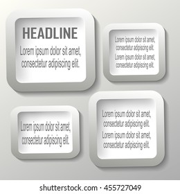 Vector progress product choice with numbers and description place in gray background