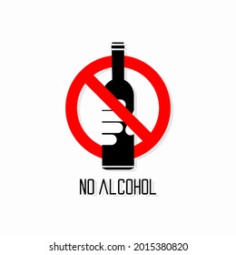vector prohibition of alcoholic beverages and no alcohol writing vector, icons and symbols