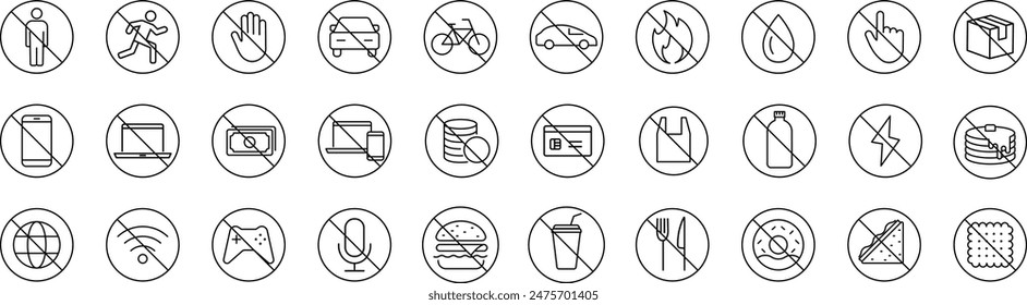 Vector Prohibition Line Art Pictograms
