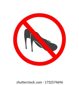 Vector De Prohibición No Permitido Usar El Tono O El Zapato Altos En Blanco 