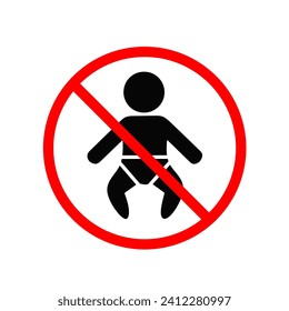 vector prohibition sign for babies.not for babies icon