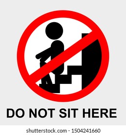 vector prohibition sign, do not sit here at gray background
