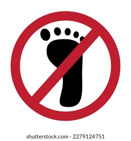 vector prohibition sign, do not step or barefoot
