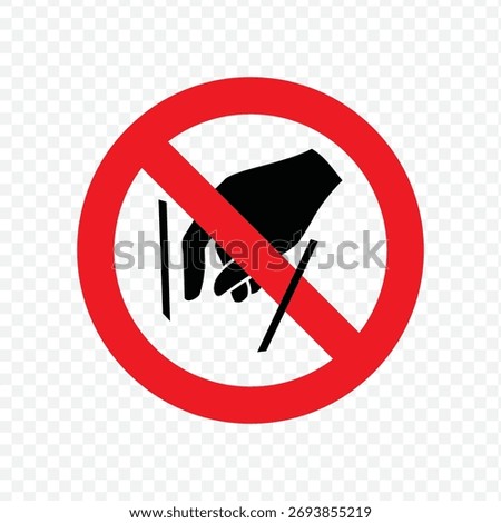 Vector prohibition sign indicating that touching or handling certain objects or surfaces is not allowed
