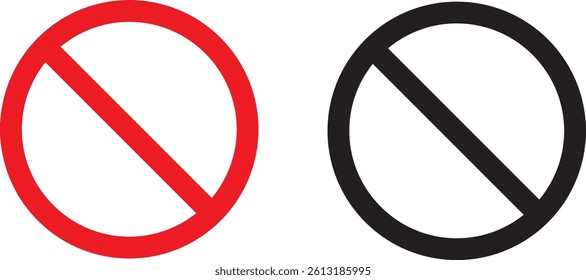 Vector Prohibition sign. Two prohibition sign in red and black color.