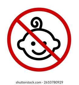 vector prohibition symbol for babies on white background