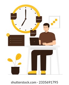 Plazo límite para el proyecto de vectores. Ilustración de administración de tiempo