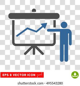 Vector Project Presentation EPS vector pictograph. Illustration style is flat iconic bicolor cobalt and gray symbol on a transparent background.
