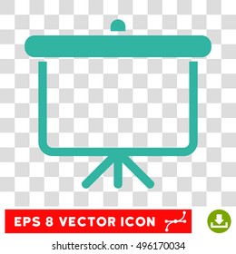 Vector Projection Board EPS vector pictograph. Illustration style is flat iconic cyan symbol on a transparent background.