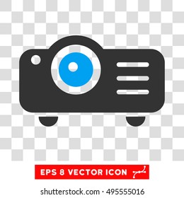 Vector Projector EPS vector icon. Illustration style is flat iconic bicolor blue and gray symbol on a transparent background.