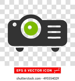 Vector Projector EPS vector pictograph. Illustration style is flat iconic bicolor eco green and gray symbol on a transparent background.